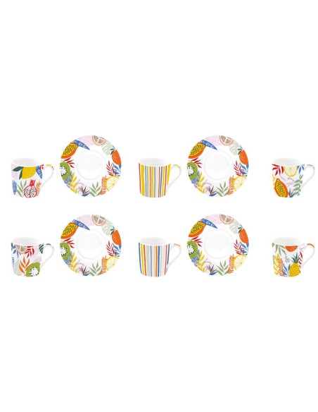 EASY LIFE SET 6 TAZZE CAFFÈ CON PIATTINO 100 ML - TUTTI I FRUTTI