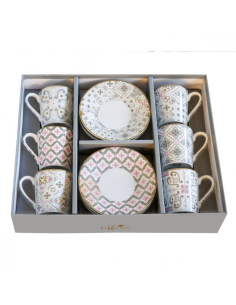 EASY LIFE SET 6 TAZZE CAFFÈ CON PIATTINO 100 ML - TILES GREY