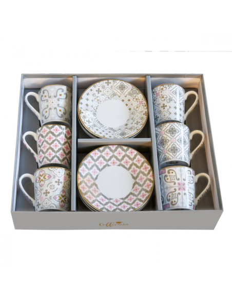 EASY LIFE SET 6 TAZZE CAFFÈ CON PIATTINO 100 ML - TILES GREY