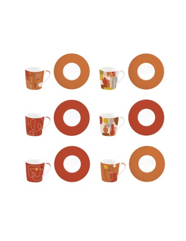 EASY LIFE SET 6 TAZZE CAFFÈ CON PIATTINO 100 ML...