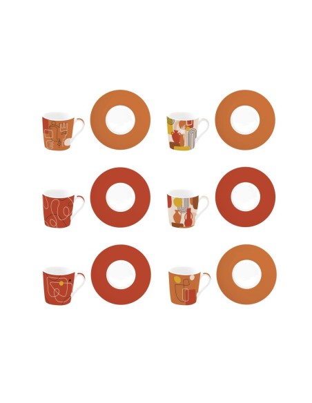 EASY LIFE SET 6 TAZZE CAFFÈ CON PIATTINO 100 ML - TERRACOTTA