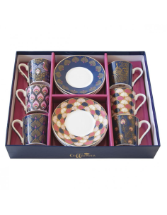 EASY LIFE SET 6 TAZZE CAFFÈ CON PIATTINO 100 ML - PEACOCK