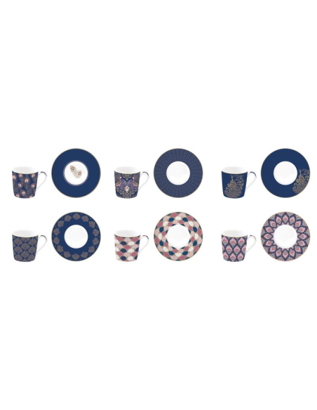 EASY LIFE SET 6 TAZZE CAFFÈ CON PIATTINO 100 ML - PEACOCK