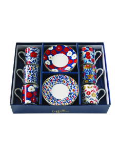 EASY LIFE SET 6 TAZZE CAFFÈ CON PIATTINO 100 ML - FLOWER...