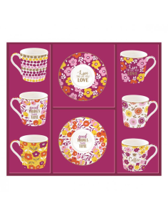 EASY LIFE SET 6 TAZZE CAFFÈ CON PIATTINO 100 ML - FLOWER...