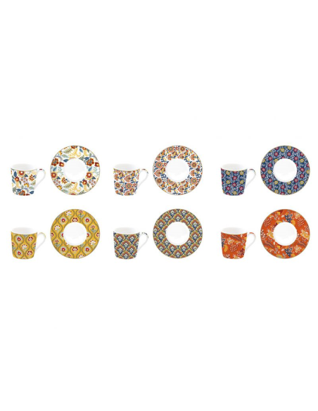 EASY LIFE SET 6 TAZZE CAFFÈ CON PIATTINO 100 ML - PAISLEY ABUNDANCE