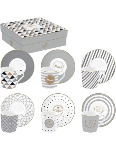 EASY LIFE SET 6 TAZZE CAFFÈ CON PIATTINO 100 ML...