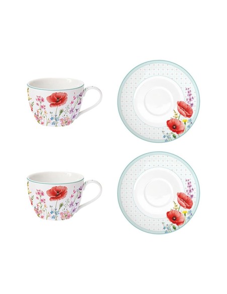 EASY LIFE SET 2 TAZZE THÈ CON PIATTINO 240 ML - LES COQUELICOTS