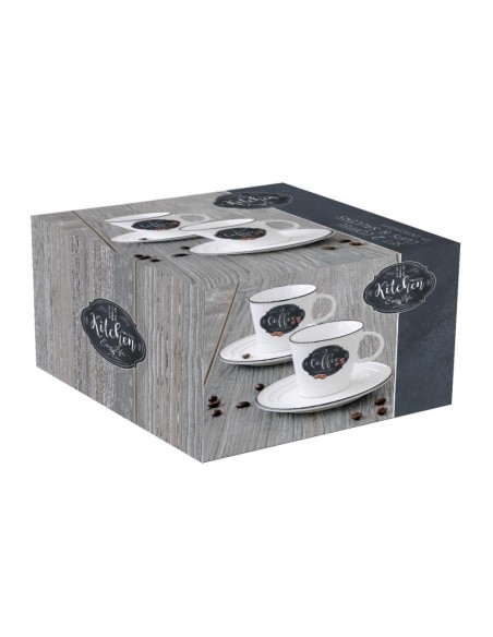 EASY LIFE SET 2 TAZZE CAFFÈ CON PIATTINO 100 ML - KITCHEN BASIC 