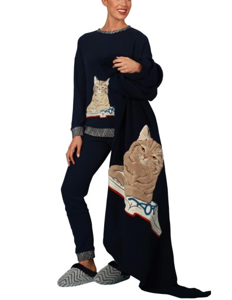 MARYHOME PIGIAMA DONNA GIROCOLLO MANICA LUNGA E PANTALONE LUNGO