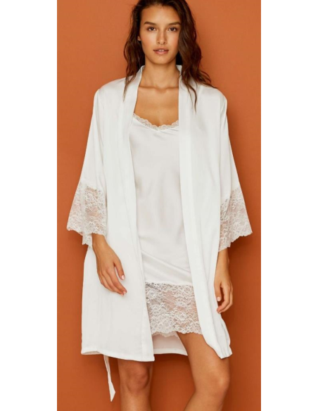 NOIDINOTTE COMPLETO PARURE SPOSA IN RASO VESTAGLIA E SOTTOVESTE