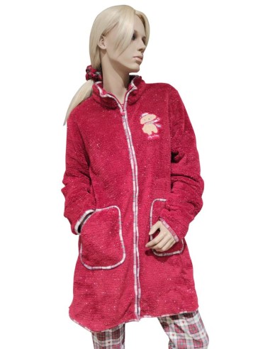 NOIDINOTTE VESTAGLIA DONNA CON ZIP IN CORAL - LILY