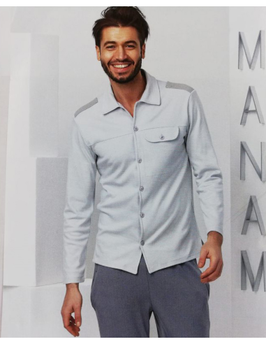 MANAM PIGIAMA UOMO APERTO MANICA LUNGA E...