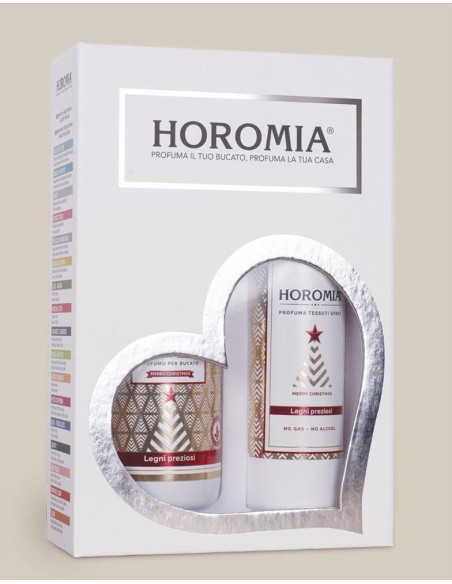 HOROMIA COFANETTO PROFUMA BUCATO 250 ML + SPRAY TESSUTI 250 ML - LEGNI PREZIOSI