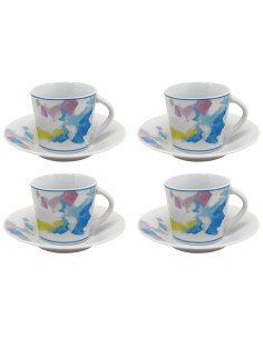 EVVIVA SET 4 TAZZA CAFFE CON PIATTINO - ACQUERELLO