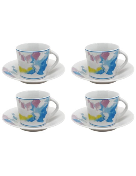 EVVIVA SET 4 TAZZA CAFFE CON PIATTINO - ACQUERELLO