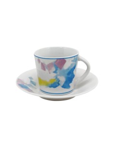 EVVIVA SET 4 TAZZA CAFFE CON PIATTINO - ACQUERELLO 2