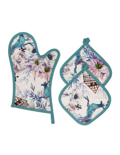 ANNAMARIA SET 2 PRESINE + 1 GUANTO DA CUCINA - RENNA NATALE