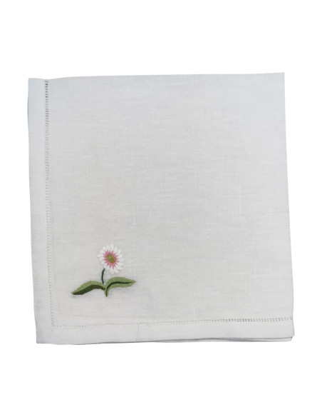 BELLLAVIA RUNNER RICAMATO 47 X 150 CM IN PURO LINO CON TOVAGLIOLI