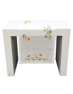 BELLLAVIA RUNNER RICAMATO 47 X 150 CM IN PURO LINO CON...