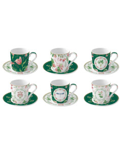 EASY LIFE SET 6 TAZZE CAFFÈ CON PIATTINO 100 ML - BOTANIC...