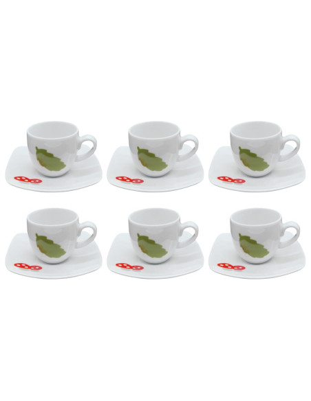 TENDENZE SET 6 TAZZE CAFFE 9 CL - ALBA FOGLIE