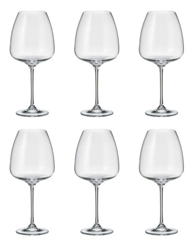 CRYSTAL BOHEMIA SET 6 CALICI VINO ROSSO 77 CL -...