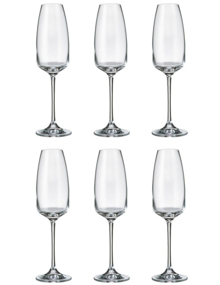 CRYSTAL BOHEMIA SET 6 CALICI FLUTE 29 CL - ANSER By FADE