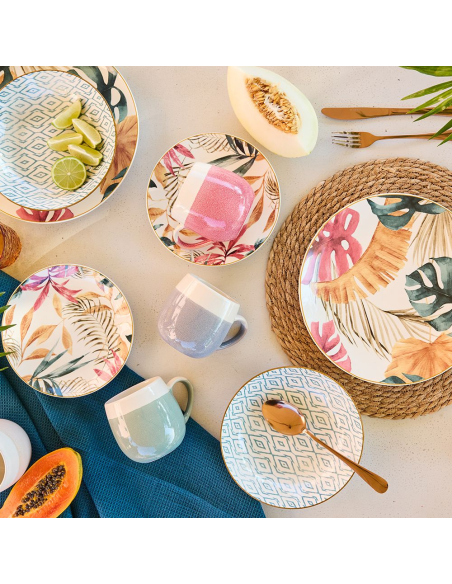 TOGNANA SERVIZIO PIATTI 18 PEZZI - MADISON TROPICAL ROSE