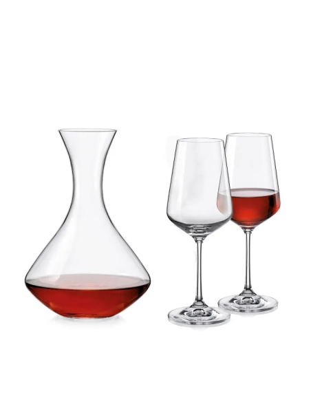 CRYSTALEX SET 2 CALICI VINO CON DECANTER - SANDRA