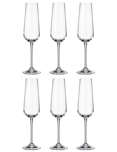 BOHEMIA SET 6 CALICI FLUTE IN CRISTALLO 220 ML...