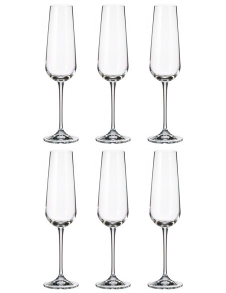 BOHEMIA SET 6 CALICI FLUTE IN CRISTALLO 220 ML - ARDEA