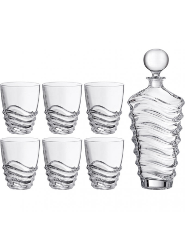 BOHEMIA SET 1 BOTTIGLIA E 6 BICCHIERI WHISKY IN...