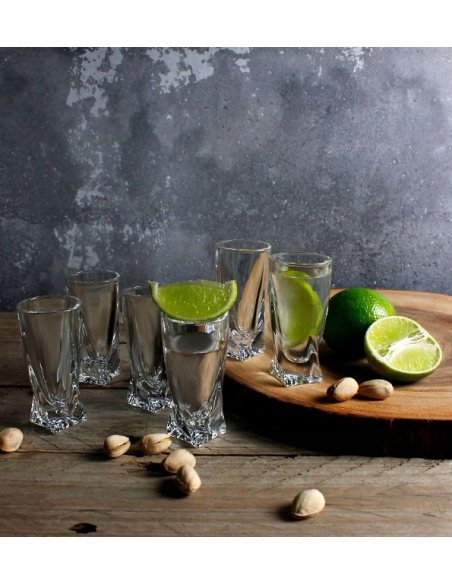 BOHEMIA SET 6 BICCHIERI LIQUORE IN CRISTALLO 50ML - QUADRO