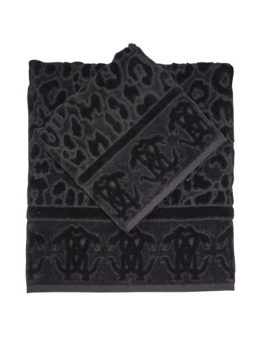 ROBERTO CAVALLI SET 2 ASCIUGAMANI IN SPUGNA DI...