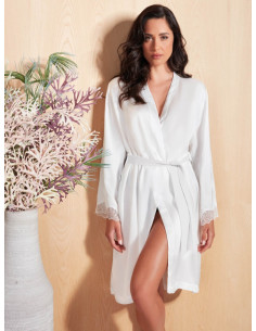 QBO VESTAGLIA DONNA MANICA LUNGA IN RASO CON PIZZO