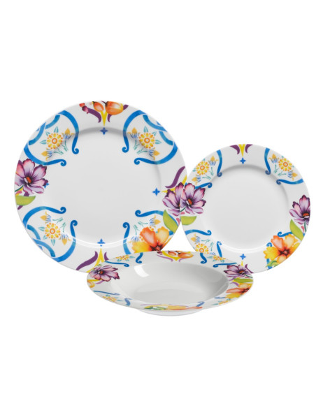 MOPITA SERVIZIO PIATTI 18 PEZZI - MAIOLICA FLOREALE
