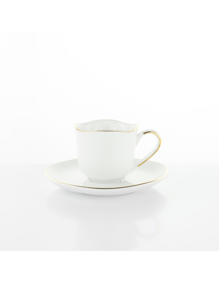 WEISSESTAL SET 6 TAZZE CAFFE CON PIATTINO - ONIX WHITE GOLD LINE