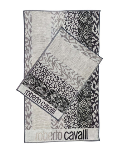 ROBERTO CAVALLI SET 2 ASCIUGAMANI IN SPUGNA DI...