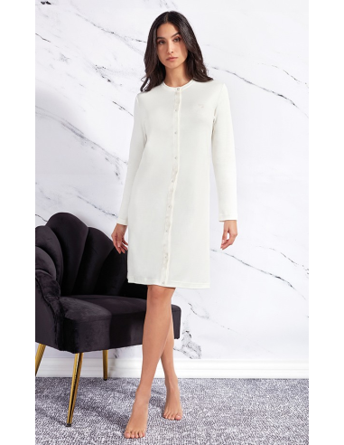 QBO CAMICIA DA NOTTE DONNA APERTA MANICA LUNGA