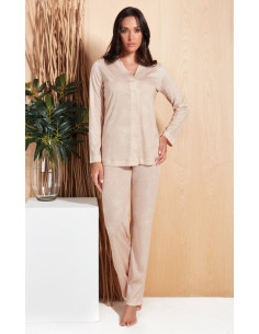 QBO PIGIAMA DONNA APERTO MANCIA LUNGA E PANTALONE LUNGO...