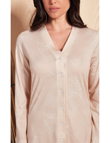 QBO PIGIAMA DONNA APERTO MANCIA LUNGA E...