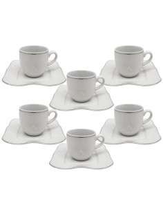 WEISSESTAL SET 6 TAZZE THE CON PIATTINI - MONACO PLATINUM