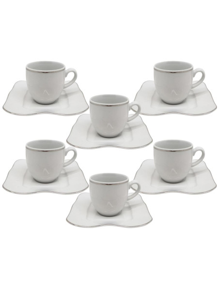 WEISSESTAL SET 6 TAZZE THE CON PIATTINI - MONACO PLATINUM