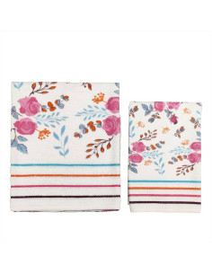 CA' D'ORO SET 2 ASCIUGAMANI IN SPUGNA DI COTONE - FLOWERS