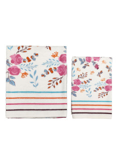 CA' D'ORO SET 2 ASCIUGAMANI IN SPUGNA DI COTONE - FLOWERS 2