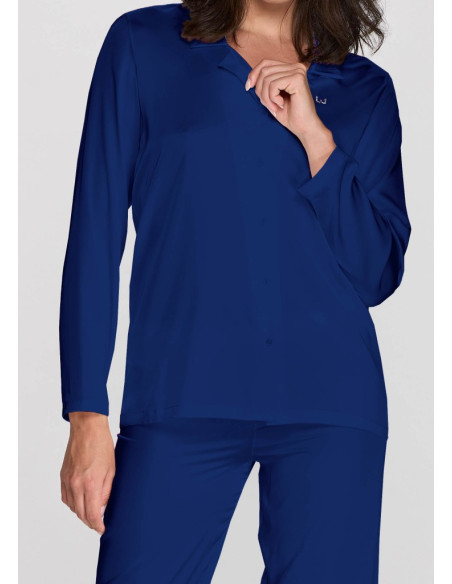 LIU JO PIGIAMA DONNA APERTO MANICA LUNGA E PANTALONE LUNGO - RASO