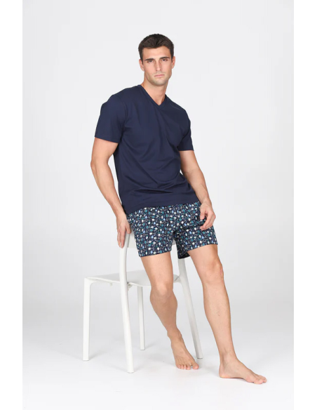 JULIPET PIGIAMA UOMO SCOLLO V MANICA CORTA E PANTALONE CORTO - SAMARATE