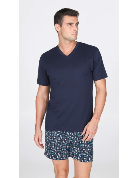 JULIPET PIGIAMA UOMO SCOLLO V MANICA CORTA E PANTALONE CORTO - SAMARATE