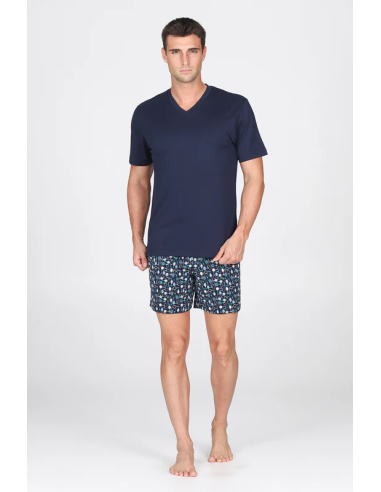 JULIPET PIGIAMA UOMO SCOLLO V MANICA CORTA E...